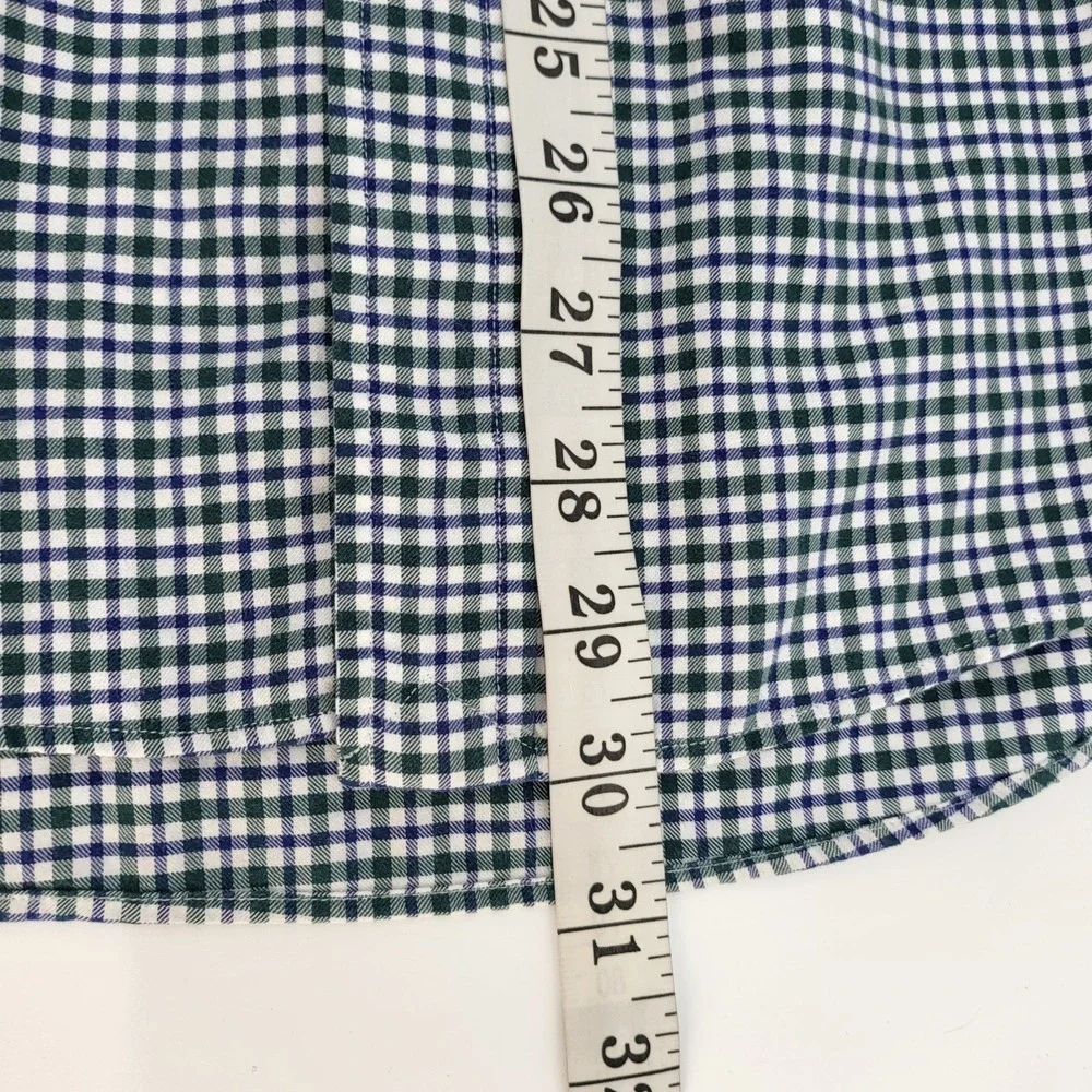 Polo Ralph Lauren Slim Fit Mens Green Blue White Long Sleeve Plaid Shirt Medium
